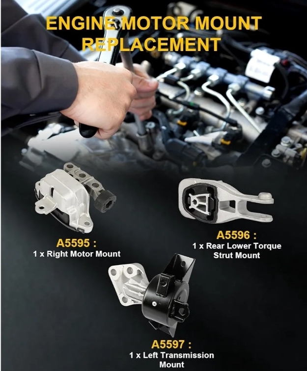 Engine Motor Mount and Transmission Mount and Torque Strut Mount Set Compatible for 2012-2016 Sonic 1.4T L4 Turbocharged Engine & 2012-2016 Sonic 1.8L L4 Engine # A5595 A5596 A5597 (3PCS) - Image 8