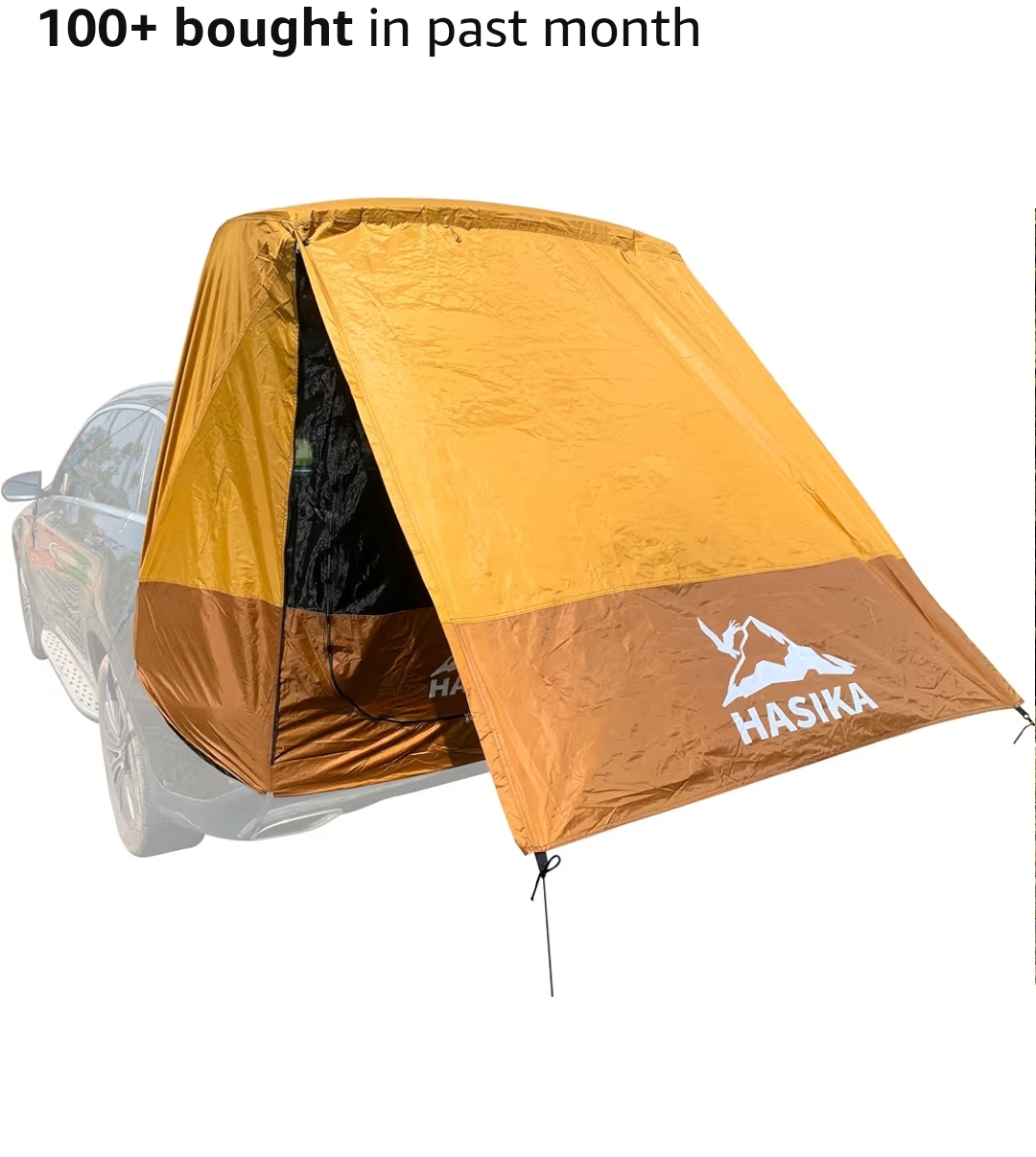 Hasika SUV Tailgate Tent - 2 Person Car Camping Awning, 3000mm Waterproof & UPF 50+ -Portable Hatchback Tent for Couples & Pet Owners, 2-Min Setup Road Trip Essentials Yellow