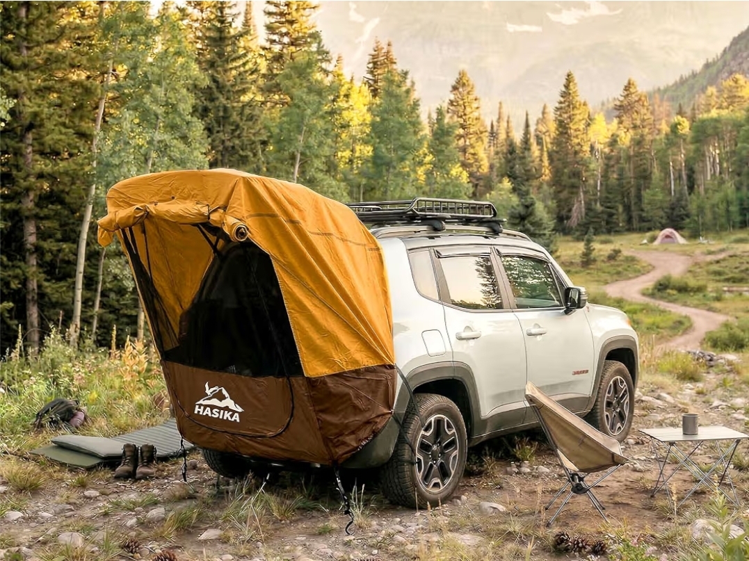 Hasika SUV Tailgate Tent - 2 Person Car Camping Awning, 3000mm Waterproof & UPF 50+ -Portable Hatchback Tent for Couples & Pet Owners, 2-Min Setup Road Trip Essentials Yellow - Image 4