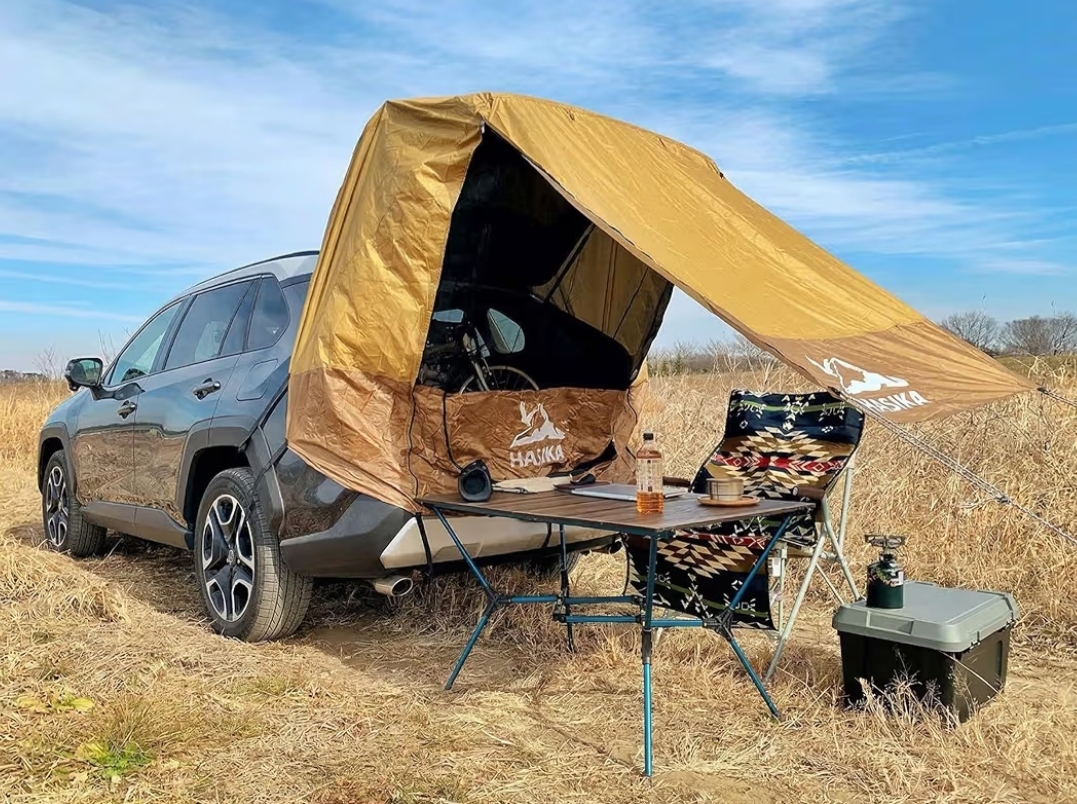 Hasika SUV Tailgate Tent - 2 Person Car Camping Awning, 3000mm Waterproof & UPF 50+ -Portable Hatchback Tent for Couples & Pet Owners, 2-Min Setup Road Trip Essentials Yellow - Image 8