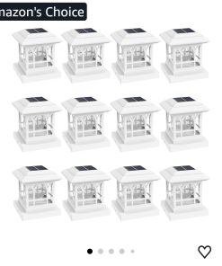 12pk Fence Post Solar Lights, Crackle Glass Solar Post Cap Lights, 20 Lumens, Warm White & RGB Automatic Cycling 2 Modes for 3.6x3.6 4x4 4.5x4.5 5x5 Vinyl Wooden Posts Decoration, White (12 Pack)