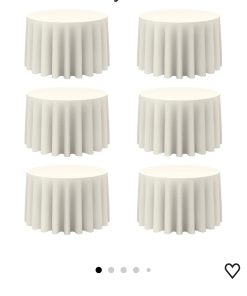 6 Pack Ivory Round Tablecloths 108 Inch for 48” Tables - 150 GSM Polyester Fabric, Floor Length Drop, Water, Stain & Wrinkle Resistant Cloth Cover for Wedding Reception Banquet Dining