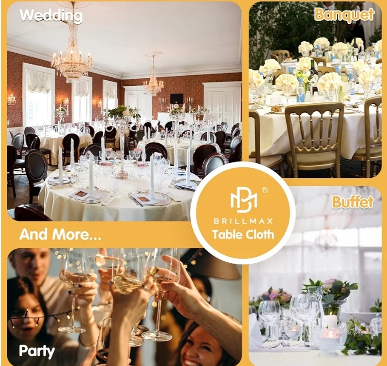 6 Pack Ivory Round Tablecloths 108 Inch for 48” Tables - 150 GSM Polyester Fabric, Floor Length Drop, Water, Stain & Wrinkle Resistant Cloth Cover for Wedding Reception Banquet Dining - Image 10