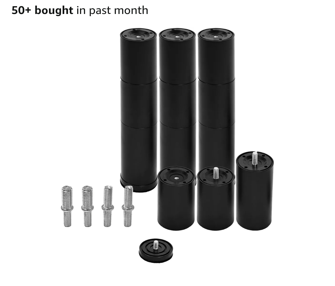 12 Inch Bed Legs Replacement for Adjustable Bed Frame Base, Felt Bottom Protect Hardwood Floor, 4 Kinds Thread Contained, Set of 4