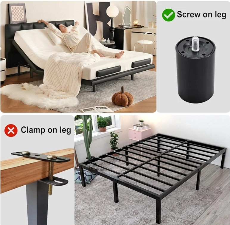 12 Inch Bed Legs Replacement for Adjustable Bed Frame Base, Felt Bottom Protect Hardwood Floor, 4 Kinds Thread Contained, Set of 4 - Image 4