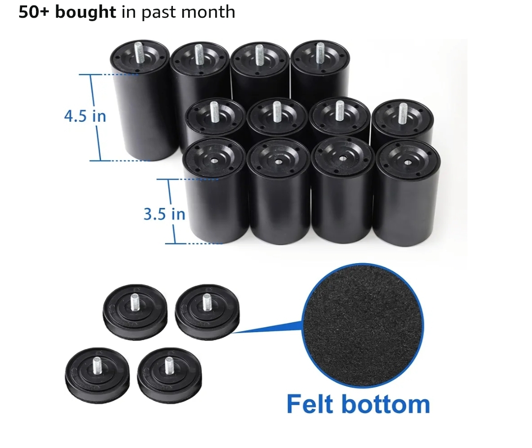 12 Inch Bed Legs Replacement for Adjustable Bed Frame Base, Felt Bottom Protect Hardwood Floor, 4 Kinds Thread Contained, Set of 4 - Image 9