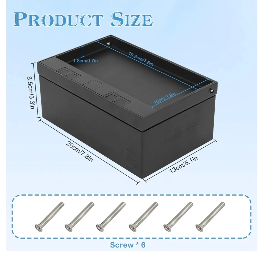 Recessed Flat Hidden Socket Kit Electrical Floor Box Power Strip Hidden Floor Waterproof Electrical Outlet Covcer Box with 3*USB, 4 * 20A Receptacle and 2*CAT6 Interfaces (Square 4 AC, Black) - Image 3
