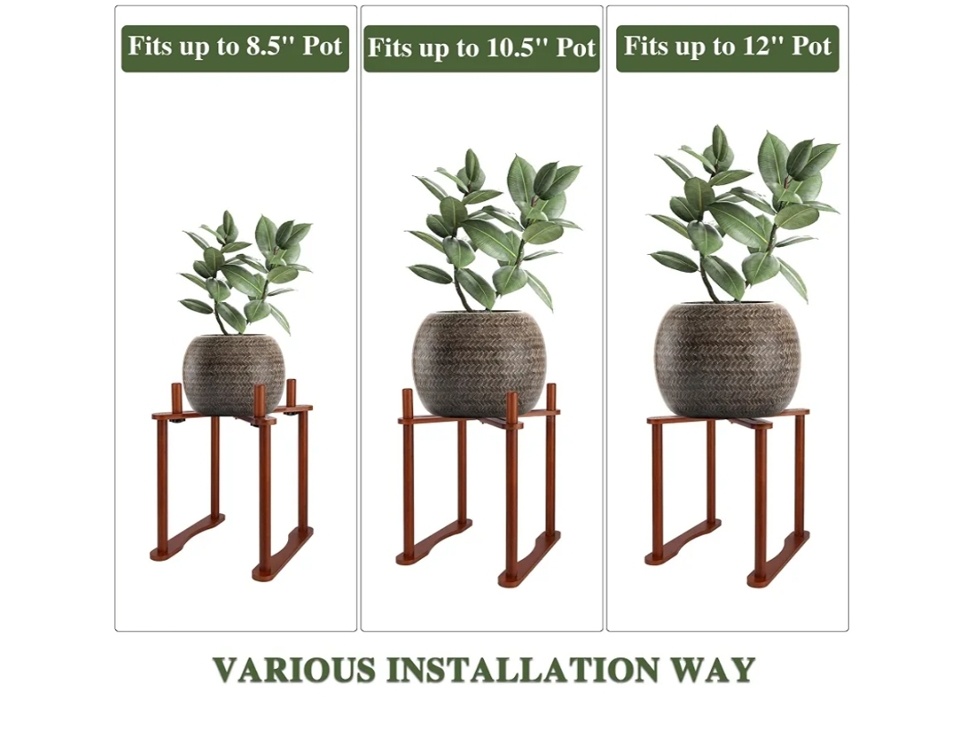 Plant Stand Indoor Adjustable from 5" to 12" Bamboo Plant Holder Corner Plant Stands for Indoor Plants Stable Plant Pot Stand - Image 2