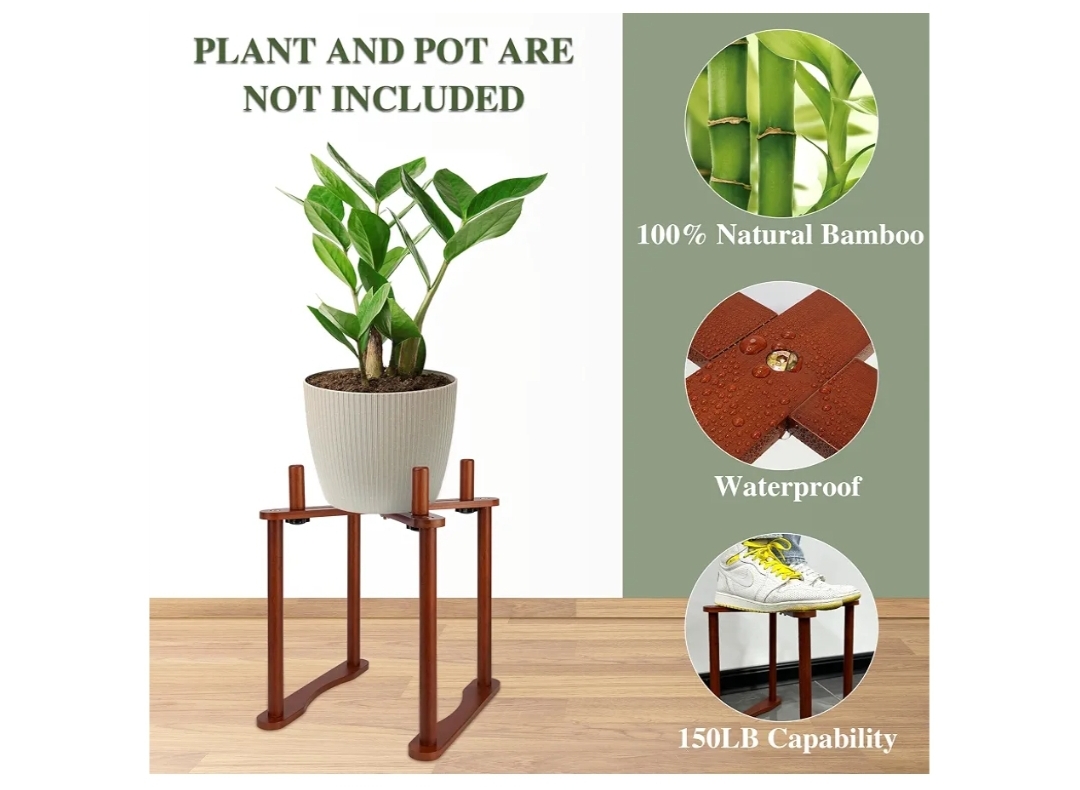Plant Stand Indoor Adjustable from 5" to 12" Bamboo Plant Holder Corner Plant Stands for Indoor Plants Stable Plant Pot Stand - Image 4