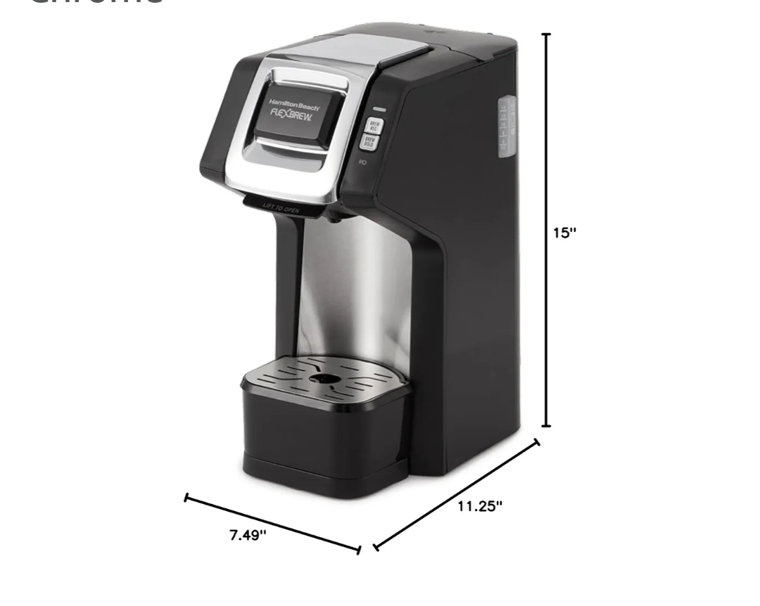 Hamilton Beach 49979 FlexBrew Single-Serve Coffee Maker, Compatible with Pod Packs and Grounds, Black and Chrome - Image 2