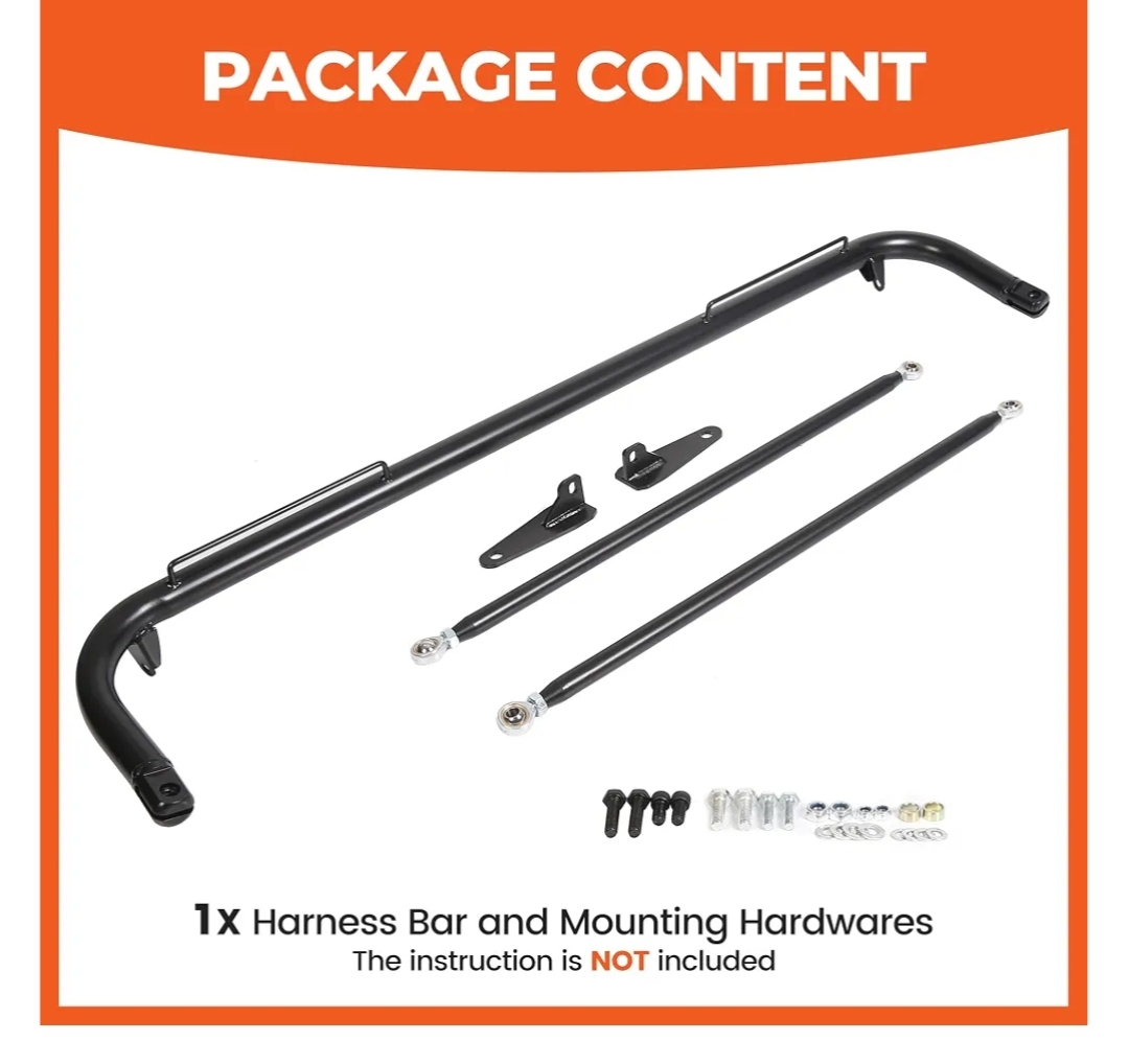 49" Harness Bar Racing Safety Seat Belt Rod Compatible with Ford Honda Mitsubishi and more, Works with All 4-Point, 5-Point and 6-Point Seat Belts Universal Black - Image 6