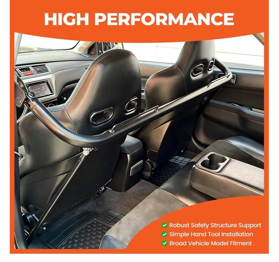 49" Harness Bar Racing Safety Seat Belt Rod Compatible with Ford Honda Mitsubishi and more, Works with All 4-Point, 5-Point and 6-Point Seat Belts Universal Black - Image 7