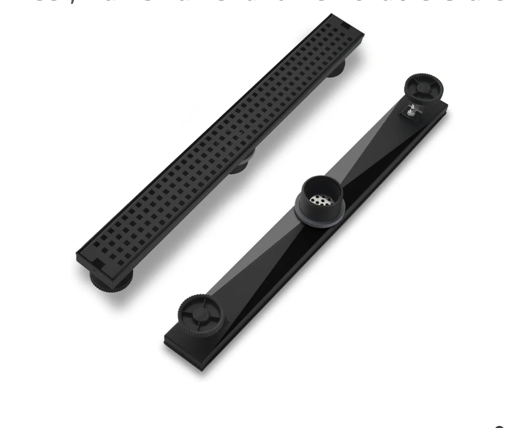 36 Inch Linear Shower Drain - Matte Black 304 Stainless Steel Rectangular Floor Drain with Adjustable Leveling Feet, Hair Strainer and Removable Grate - Image 5