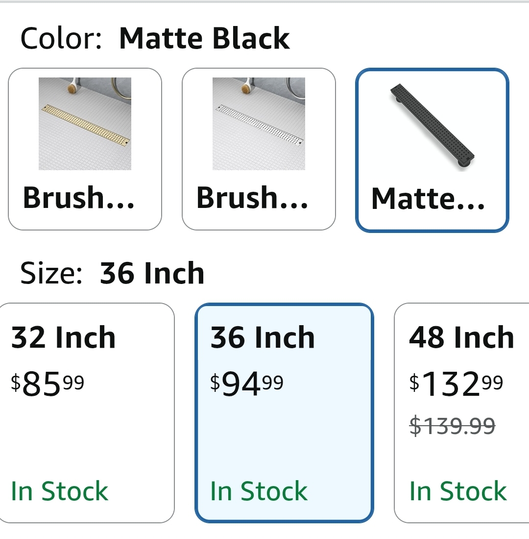 36 Inch Linear Shower Drain - Matte Black 304 Stainless Steel Rectangular Floor Drain with Adjustable Leveling Feet, Hair Strainer and Removable Grate - Image 13