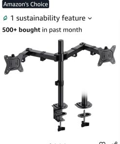 Dual Monitor Mount for 2 Monitors up to 32 inches, Heavy Duty Dual Monitor Stand Holds up to 17.6lbs, Dual Monitor Arm with Height Adjustable Tilt Swive Rotate, VESA Hole 75mm or 100mm