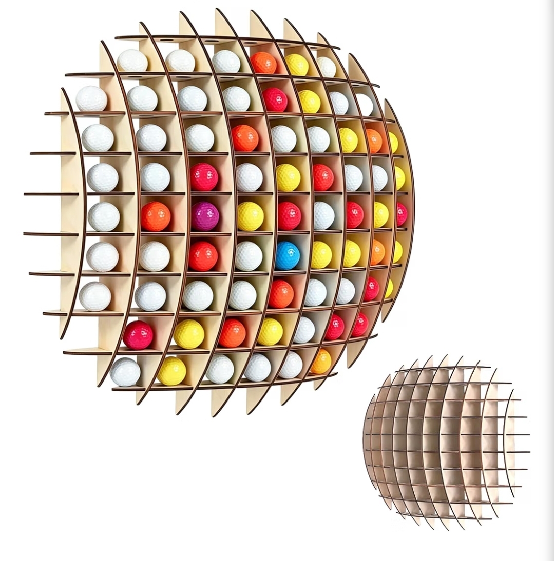 Golf Ball Display Case, Golf Ball Wall Display Rack up to 78 Balls, Wooden Golf Ball Display, Wall-Mounted Golf Ball Storage, Golf Ball Holder Display Wood charring Process