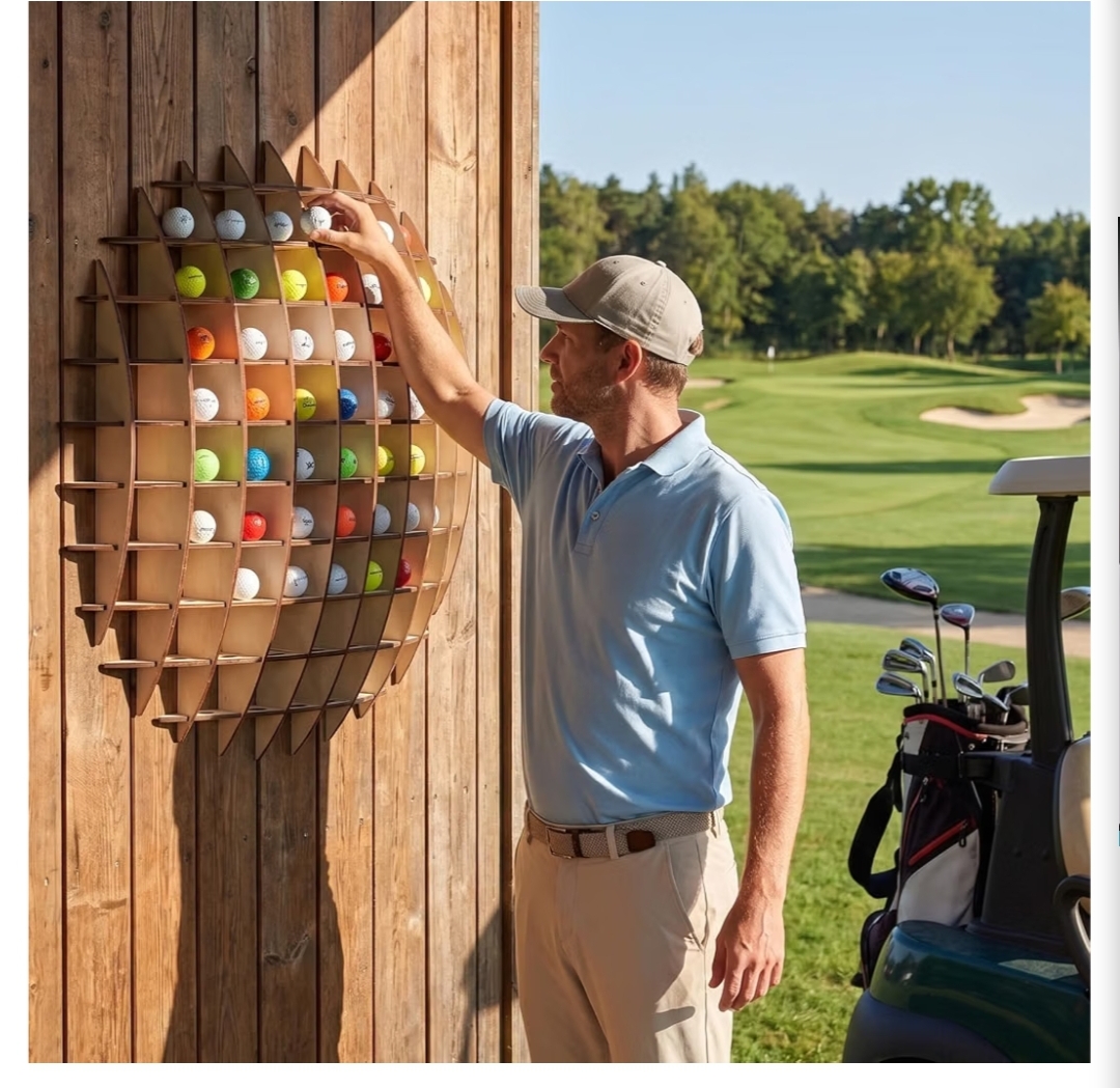 Golf Ball Display Case, Golf Ball Wall Display Rack up to 78 Balls, Wooden Golf Ball Display, Wall-Mounted Golf Ball Storage, Golf Ball Holder Display Wood charring Process - Image 6