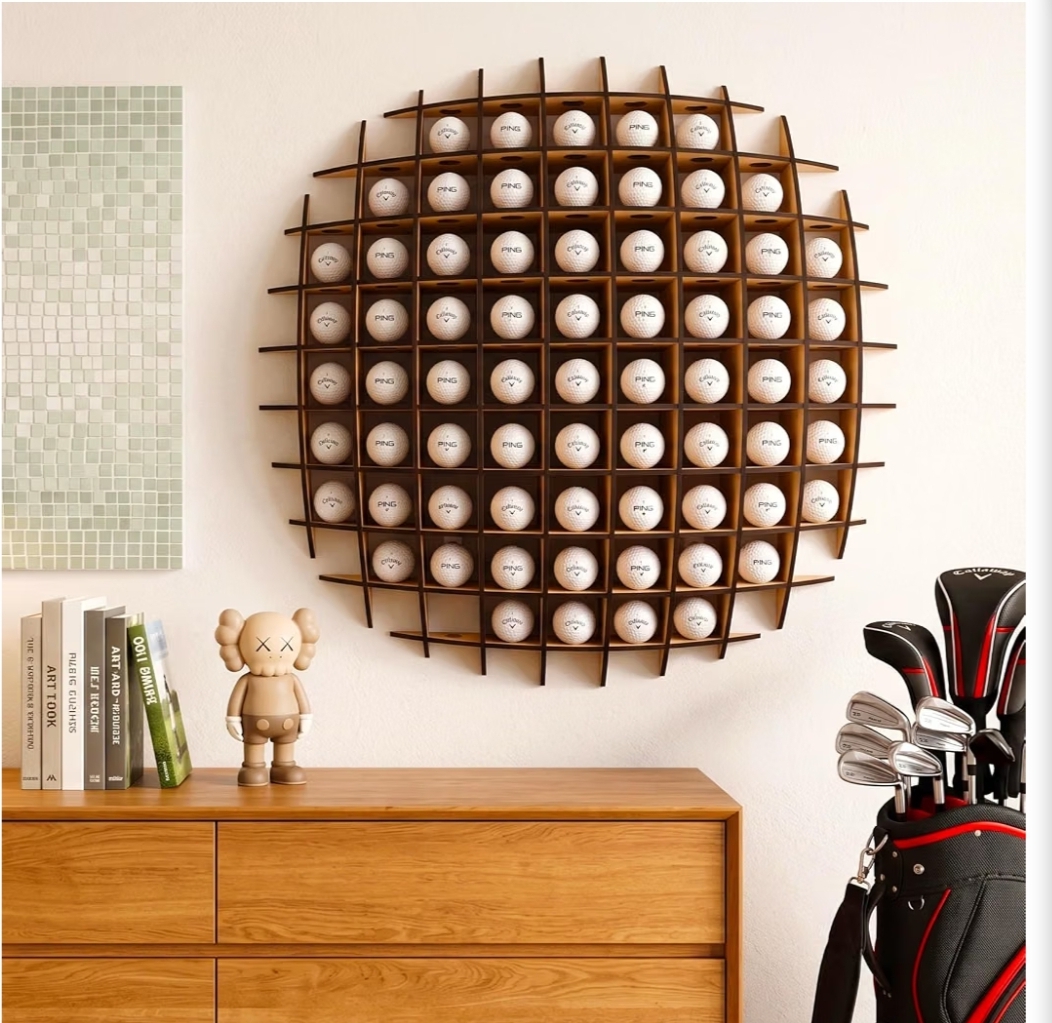 Golf Ball Display Case, Golf Ball Wall Display Rack up to 78 Balls, Wooden Golf Ball Display, Wall-Mounted Golf Ball Storage, Golf Ball Holder Display Wood charring Process - Image 7