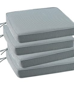 Outdoor Square Corner Seat Cushion, 19"x19"x3", Set of 4, Non Slip Seat Cushion Pads with Removable Cover for Patio Furniture, Garden Yard Lawn, Black White Mini Check