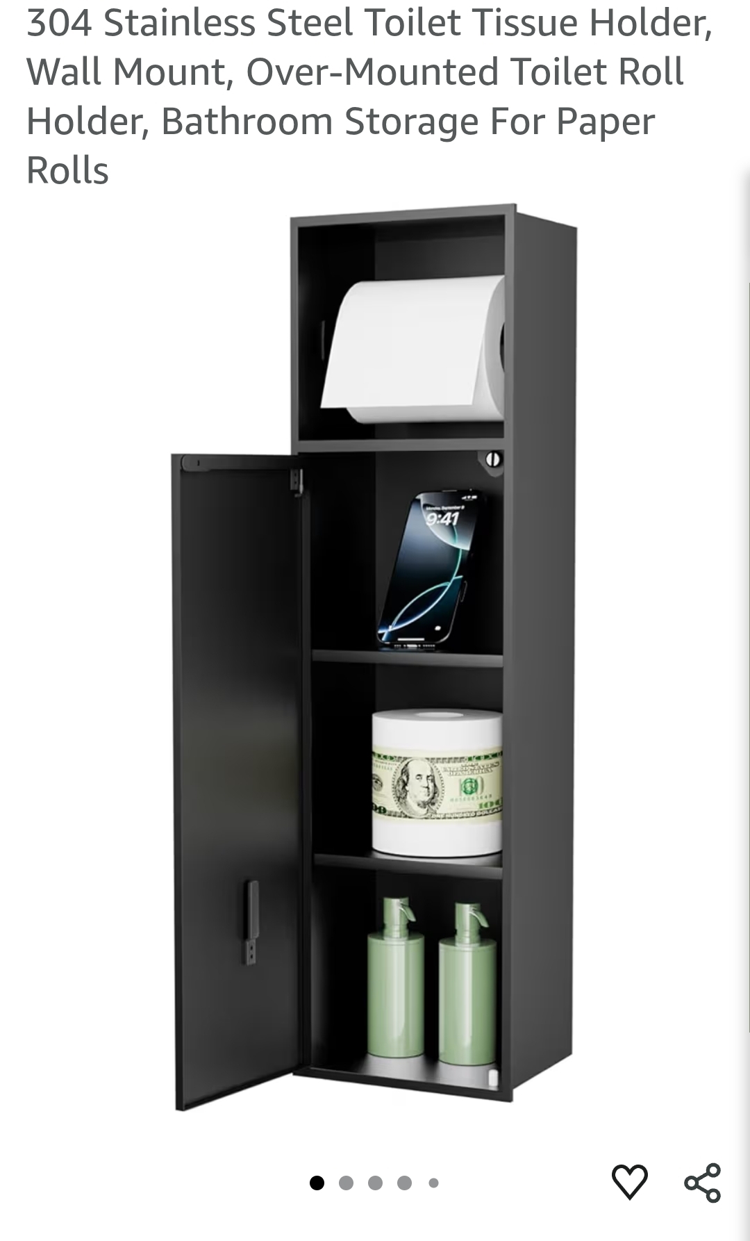 BARONAGE 24 Inch Recessed Toilet Paper Holder with 3 Storage, Matte Black 304 Stainless Steel Toilet Tissue Holder, Wall Mount, Over-Mounted Toilet Roll Holder, Bathroom Storage For Paper Rolls - Image 13