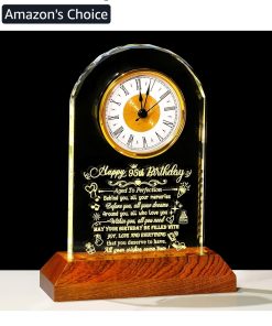 Happy 95th Birthday Crystal Clock Gifts for Women Men 95 Years Old Birthday Present for Parents 95th Quartz Clock Birthday Gifts with Wooden LED Light Base