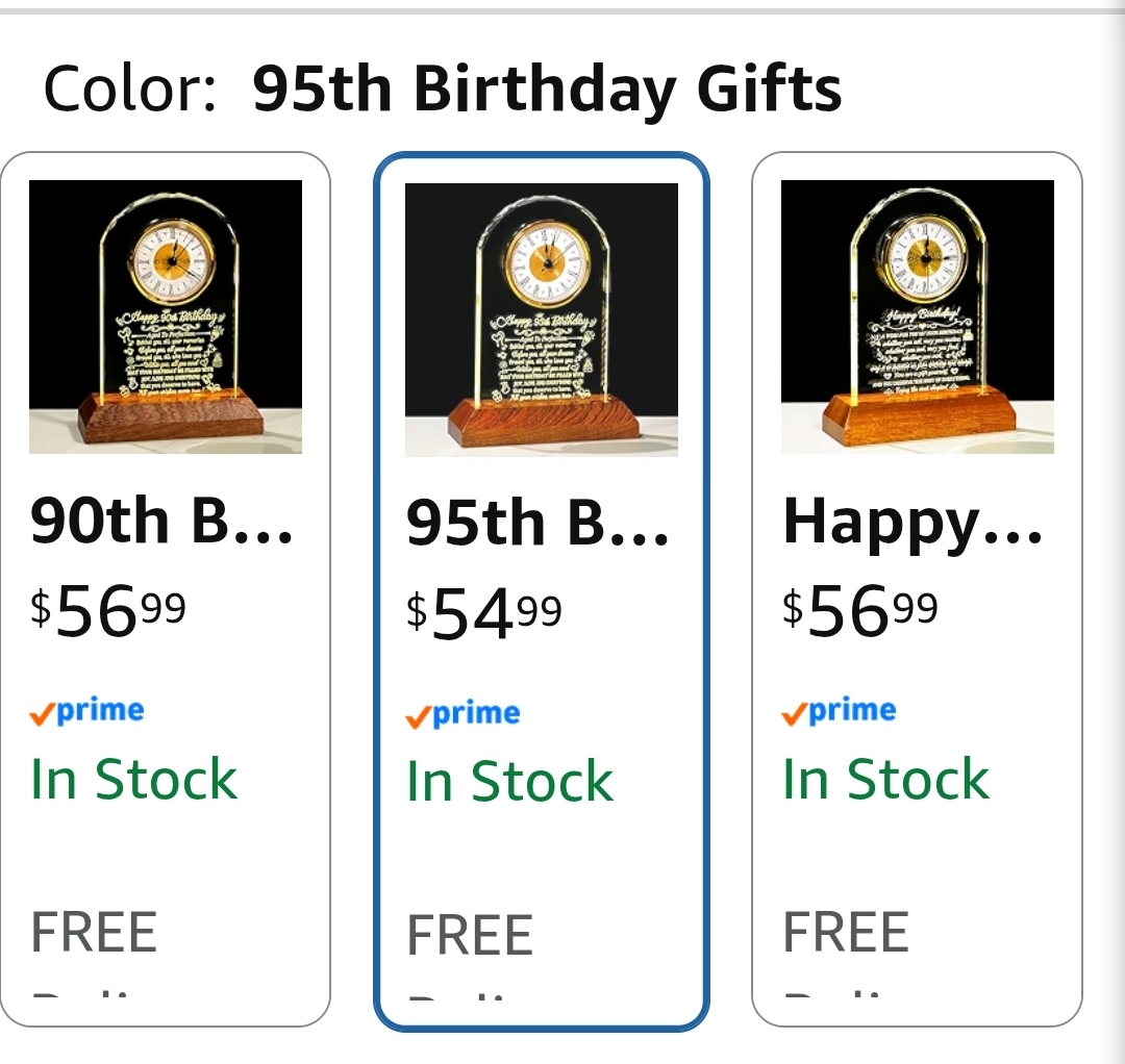 Happy 95th Birthday Crystal Clock Gifts for Women Men 95 Years Old Birthday Present for Parents 95th Quartz Clock Birthday Gifts with Wooden LED Light Base - Image 5