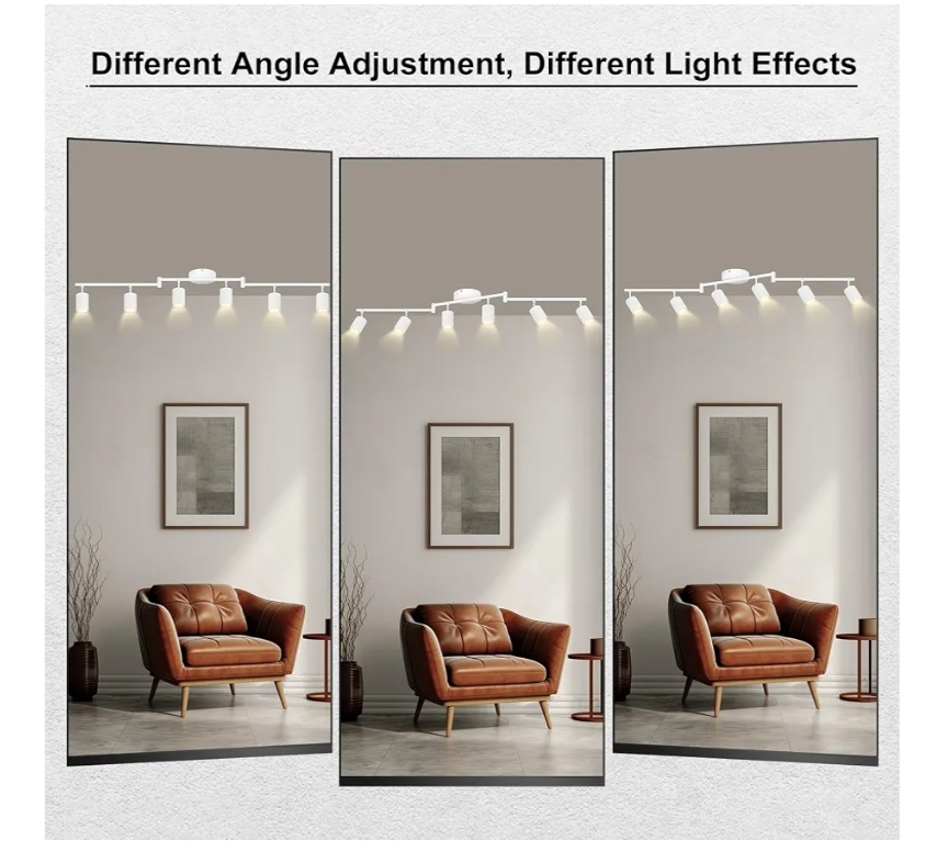 6 Light Track Lighting Fixtures Ceiling, Matte White Kichen Track Lighting Fixtures with Rotatable Light Heads, Foldable Lamp Arms, Modern LED Track Lights - Image 11