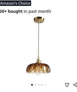 Pendant Lights Kitchen Island: Amber Glass Hanging Light Fixture with Rotating Switch, E26 Base - Modern Lighting