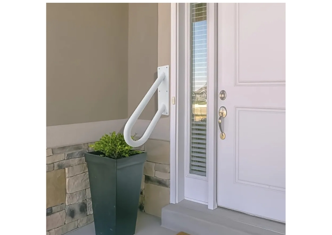 U Shaped Wall Mount Handrails for Outdoor Steps & Indoor Stairs - Black & White Hold Tight Safety Handrail - Image 3