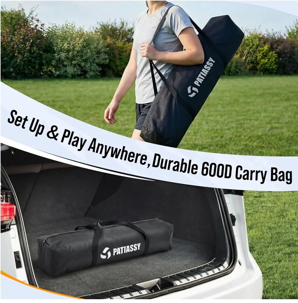 4 Square Volleyball Game Set, 4 Way Net System with 16FT & 32FT Court, Adjustable Height Backyard Badminton Combo, Portable Outdoor Kit with Ball, Pump, Boundary Line, Carry Bag - Image 11