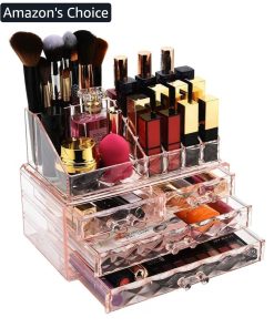 Alternative view of Stackable cosmetic organizer with drawers, easy to organize cosmetic products accessories, Pink