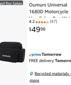 Alternative view of Universal 1800D Motorcycle Handlebar Bag Water-resistant Sissy Bar Bag Reflective Black Front Fork Storage Accessory Bag Fit For Motorbike Cruiser Softail Dyna Sportsters Dirt Bike Bicycle