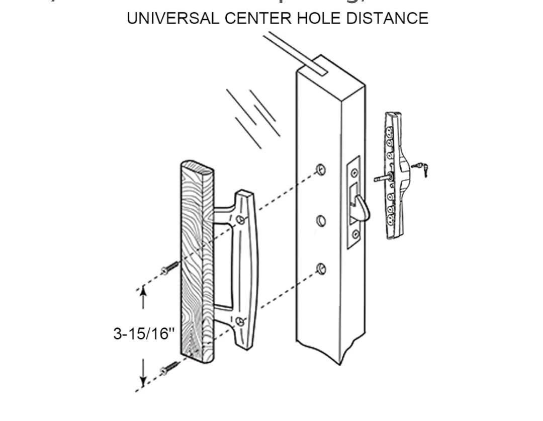 Sliding Patio Door Handle Set with Mortise Lock, Key Cylinder and Face Plate, Wood Handle Lock Set Fits Door Thickness from 1-1/2" to 1-3/4", 3-15/16" Screw Hole Spacing, Black - Image 4