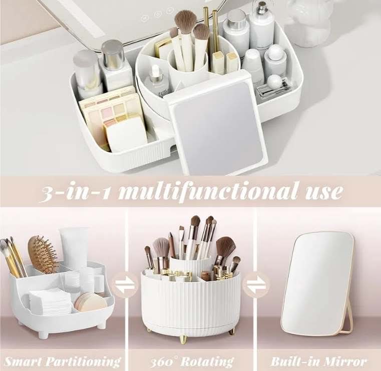 Makeup Organizer for Vanity, Makeup Storage Organizer, Rotating Makeup Organizer Skincare Organizer Countertop for Bathroom Sink,Organize and Storage Brush Holder Perfume - Image 7