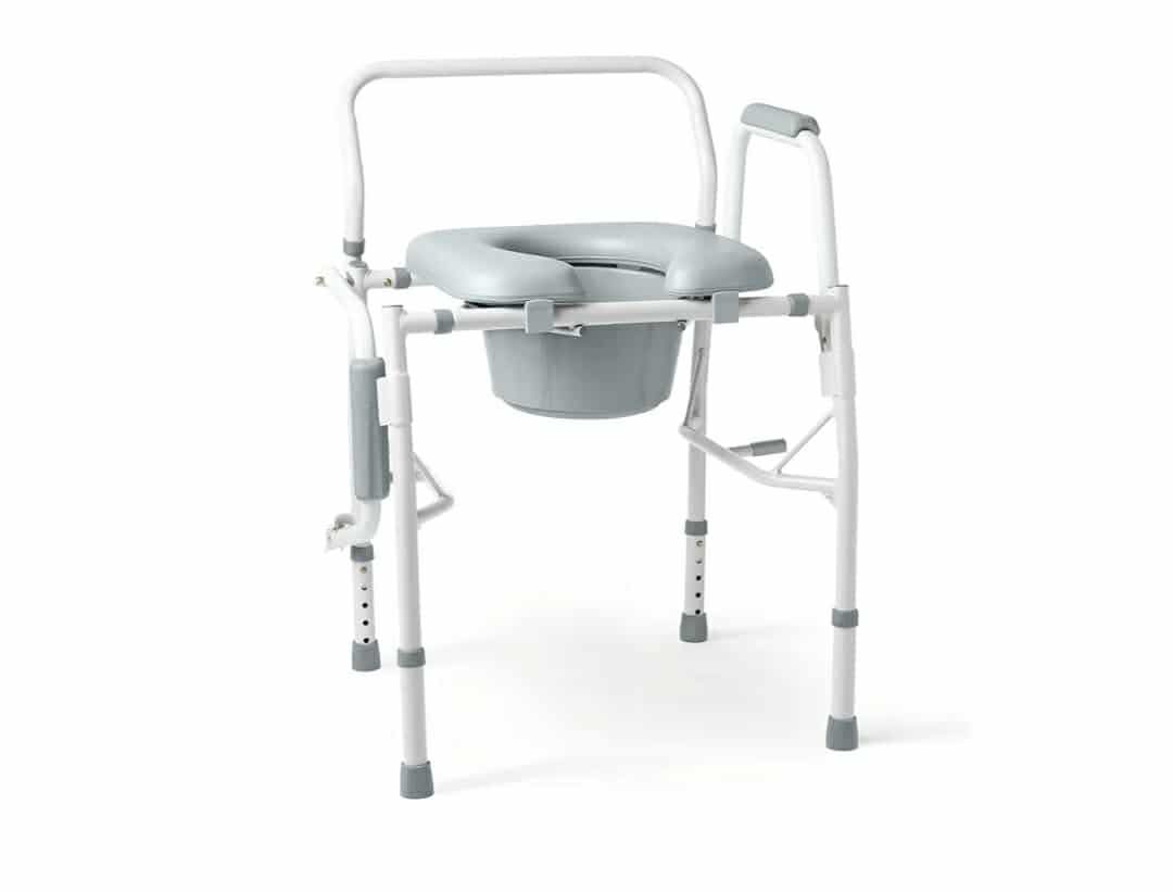 Medline Drop Arm Commode Chair for Adults and Seniors, Padded Seat, Removable Pail, Splash Guard, Drop-Down Arms, 350 lb. Weight Capacity - Image 4