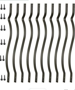 Deck Balusters 32-1/4 Inches Heavy Duty Iron Deck Balusters with Screws 51 Pack Metal Deck Spindles Balusters Iron Deck Spindles， Wave Arc Baluster for Outdoor Stair Deck Porch