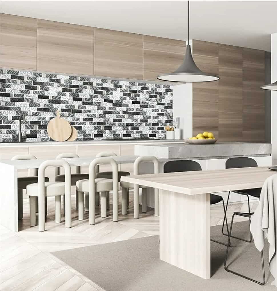 Black Backsplash Tile for Kitchen Bathroom Walls Mosaic Subway Tile (Pack of 5 Sheets) - Image 10