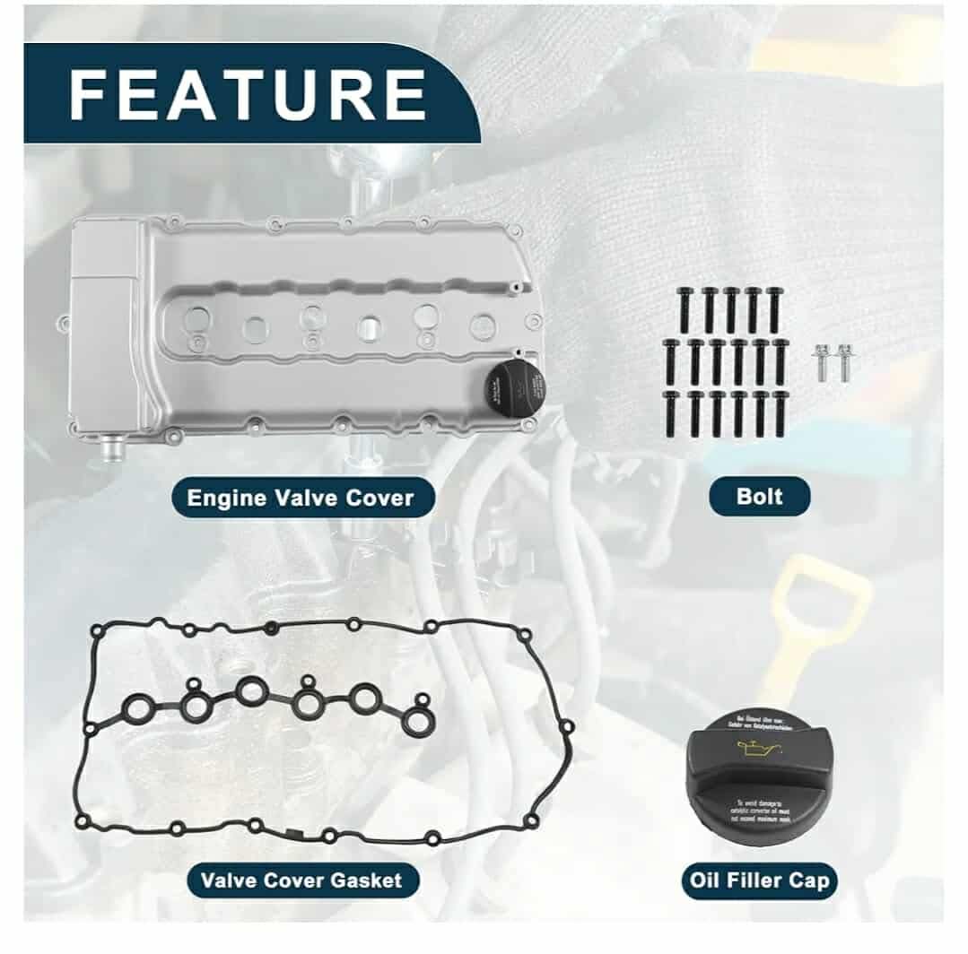 New Engine Valve Cover for Volkswagen CC 3.6L 2009-2016 No.03H103429L/03H103429B Front Rocker Cover Silver Tone W/Gasket Bolt Oil Cap PCV Valve 1 Set - Image 5