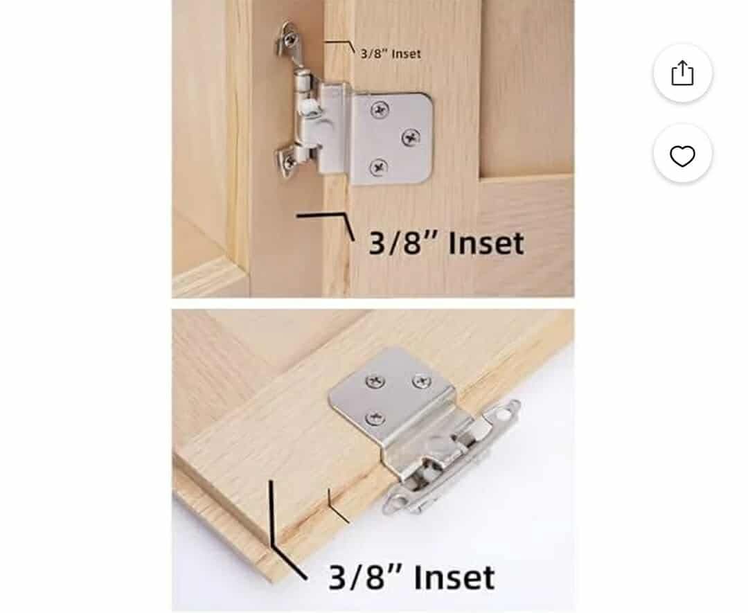 3/8" Inset Cabinet Hinges Brushed Nickel (25 Pair -50 Pcs) Offset Self Closing Cabinet Hinges for Kitchen Cabinets Satin Nickel w/Silicon Bumpers & Upgraded Screws - Image 6