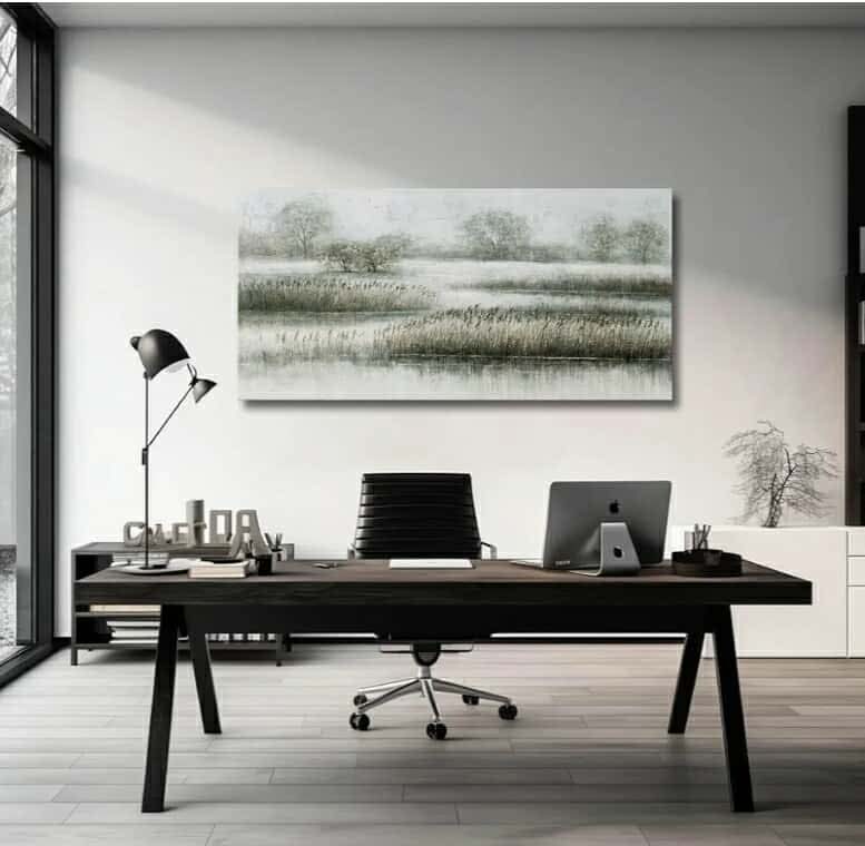 Reed Canvas Paintings Landscape Artwork Textured Poster Prints 24"x48" Farmhouse Decor Living Room Wall Art for Dining Room Area - Image 3
