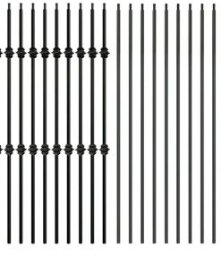 10Pack 44'' Wrought Iron Balutser Hollow Straight Bar Metal Stair Spindles WT30 Bundle with 10Pack 44" Wrought Iron Balutser Hollow Double Knuckles Metal Stair Spindles WT28
