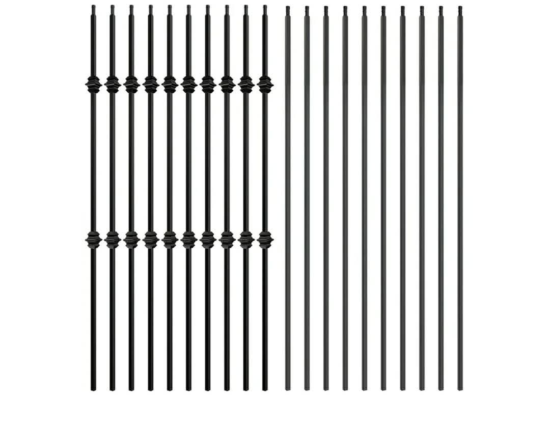 10Pack 44'' Wrought Iron Balutser Hollow Straight Bar Metal Stair Spindles WT30 Bundle with 10Pack 44" Wrought Iron Balutser Hollow Double Knuckles Metal Stair Spindles WT28