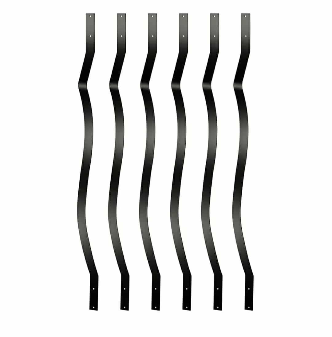 51 Pack 32.25 x1 Deck Balusters, Metal Deck Spindles with Screws, Iron Balusters for Deck Railing, Heavy Duty Staircase Balusters, Porch Railing, Wave Arc Baluster for Wood Composite Deck