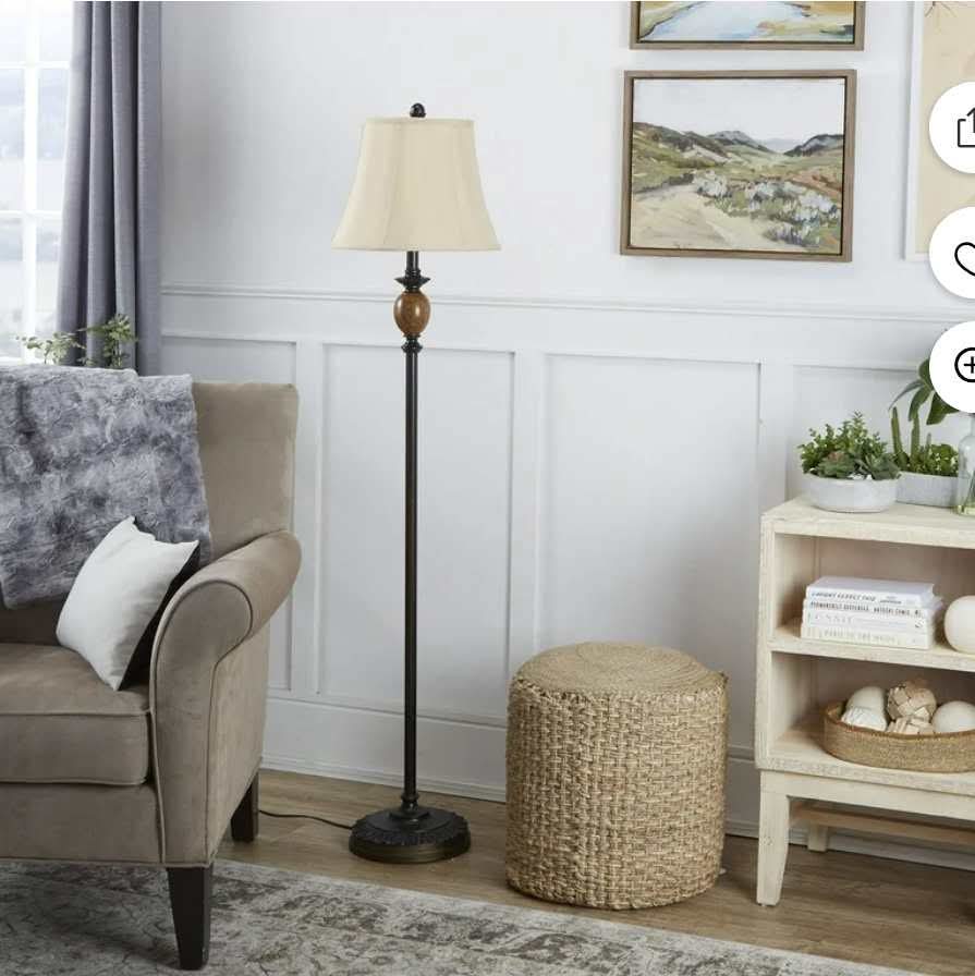 Decor Therapy Mae Traditional Resin Floor Lamp with Faux Silk Shade, Bronze, 61" x 14" - Image 9