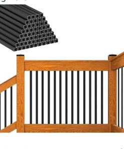 25 Pack Deck Balusters 26" x 3/4" Staircase Baluster, Diameter 3/4" Metal Deck Spindle and Stairs Railing,Hollow Square Black Deck Balusters for Deck Railing Porch   