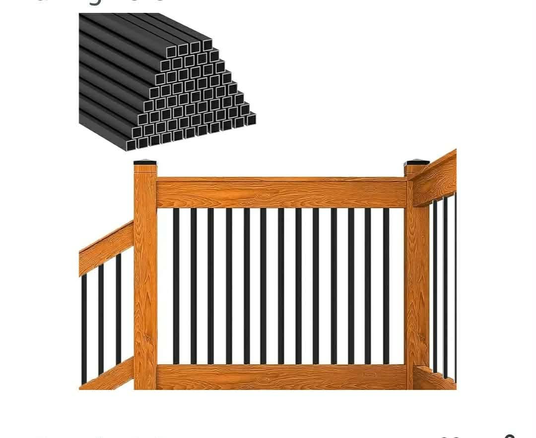 25 Pack Deck Balusters 26" x 3/4" Staircase Baluster, Diameter 3/4" Metal Deck Spindle and Stairs Railing,Hollow Square Black Deck Balusters for Deck Railing Porch