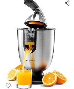 Premium Electric Orange Juicer | Stainless Steel Citrus Squeezer With New Ultra-Powerful Motor and Soft Grip Handle for Effortless Juicing, Auto Shutoff, Dishwasher-safe Parts, Pulp Control