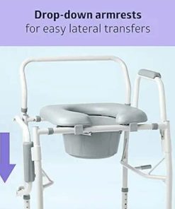 Alternative view of Medline Drop Arm Commode Chair for Adults and Seniors, Padded Seat, Removable Pail, Splash Guard, Drop-Down Arms, 350 lb. Weight Capacity