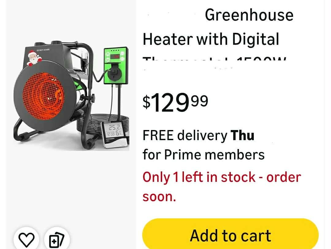 Greenhouse Heater with Digital Thermostat, 1500W Outdoor Heaters for Patio, Electric Space Heater for Patio, Garage, Greenhouse, Flower House, Silver - Image 3