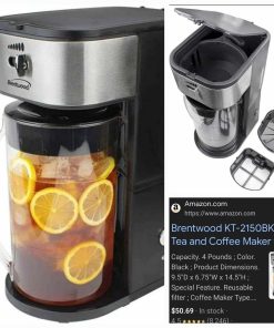 Iced Tea and Coffee Maker with 64 Ounce Pitcher, Black